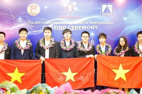 Делегация ханойских школьников представляла Вьетнам на Олимпиаде. (Фото: ВИА)