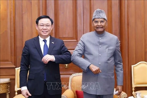 Председатель НС Выонг Динь Хюэ (слева) и президент Индии Рам Нат Ковинд во время встречи (Фото: ВИA)