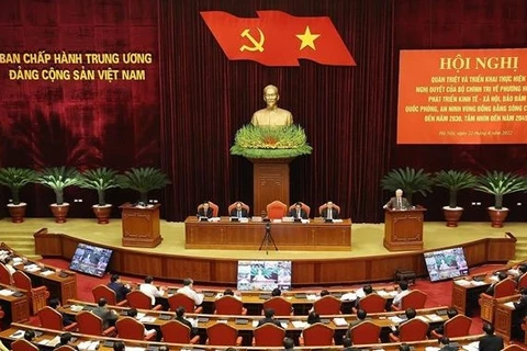 Генеральный секретарь ЦК КПВ Нгуен Фу Чонг выступает на конференции. (Фото: ВИА)