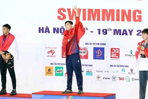 Фам Тхань Бао (Вьетнам) получил золотую медаль в плавании на 50 м брассом среди мужчин с результатом 28 секунд 28. (Фото: ВИА)