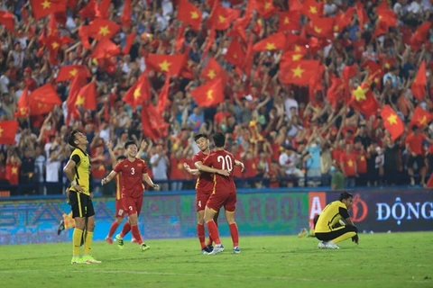 Вьетнамские игроки после победы в матче (Фото: ВИА)