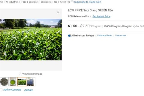 Чайная продукция кооператива Шуойжанг провинции Йенбай продается на платформе электронной коммерции Alibaba. (Фото: ВИА)