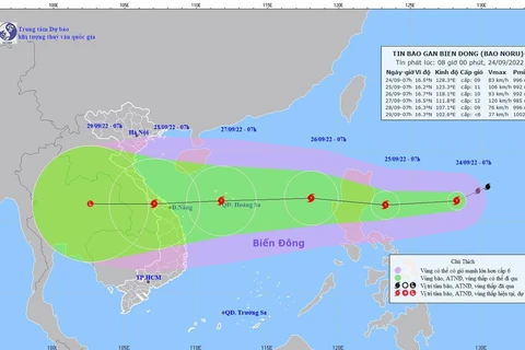 Местоположение и направление передвижения шторма. (Источник: nchmf.gov.vn)