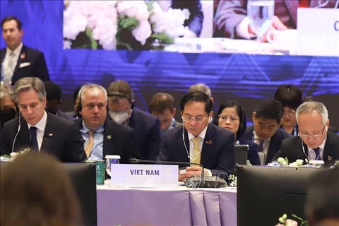 Министр иностранных дел Буй Тхань Шон на 33-й министерской встрече АТЭС. (Фото: ВИА)