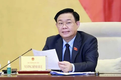 Председатель НС Выонг Динь Хюэ выступает на рабочем заседании 10 февраля. (Фото: ВИА)