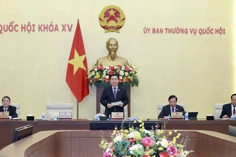 На заседании выступает председатель НС Выонг Динь Хюэ. (Фото: ВИА)