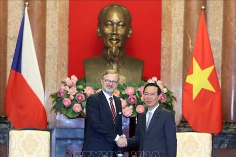 Президент государства Во Ван Тхыонг принимает премьер-министра Чехии Петра Фиала. (Фото: Тхонг Нят/ВИА)