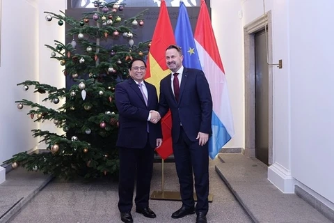 Премьер-министр Фам Минь Тьинь и премьер-министр Люксембурга Ксавье Беттель. (Фото: Зыонг Жанг/ВИА)