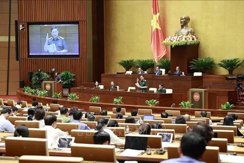 Министр национальной обороны генерал Фан Ван Жанг выступает на заседании. (Фото: ВИA)