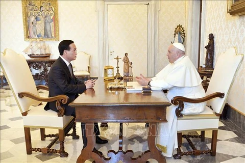 Президент Во Ван Тхыонг имел встречу с Папой Франциском. (Фото: опубликовано ВИА)