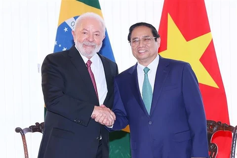 Премьер-министр Фам Минь Тьинь с президентом Бразилии Лулой да Силвой. (Фото: ВИА)