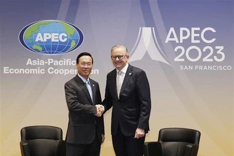 Президент Во Ван Тхыонг (слева) встретился с премьер-министром Австралии Энтони Албанезе в Сан-Франциско. (Фото: ВИA)