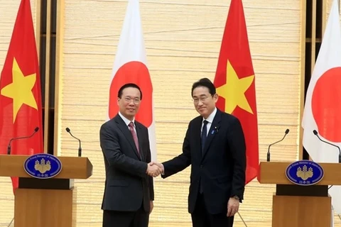 Президент Во Ван Тхыонг (слева) и премьер-министр Японии Кисида Фумио. (Фото: ВИA)