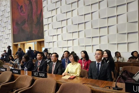 Вьетнамская делегация на 24-й сессии Генеральной Ассамблеи государств - участников Конвенции о всемирном наследии в Париже 22-23 ноября 2023 года (Фото: ВИA)