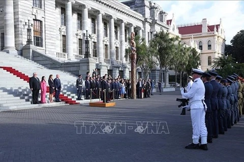 Официальная церемония приветствия премьер-министра Фам Минь Тьиня (Фото: ВИA)