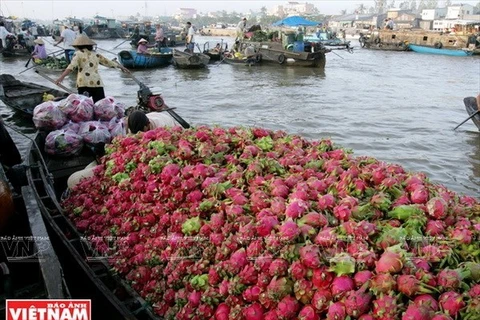 Уголок плавучего рынка Кайранг (Кантхо). (Фото: источник ВИА)