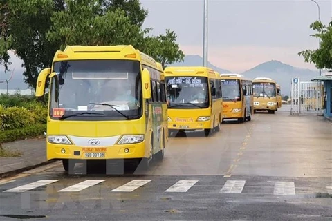 Автобусы доставляют пассажиров на места карантина из аэропорта Дананга (Фото: ВИА)
