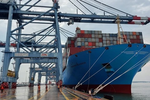 Контейнеровоз Margrethe Maersk пришвартовался в международном морском порту Капмеп на юге провинции Бариа-Вунгтау (Фото: ВИА)