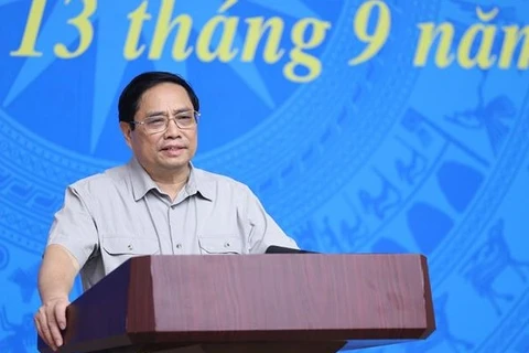Премьер-министр Фам Минь Тьинь председательствовал на 17-м заседании Национального руководящего комитета по профилактике и борьбе с COVID-19. (Фото: ВИА)