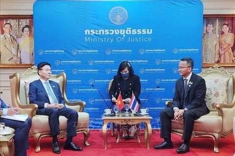 Министр юстиции Вьетнама Ле Тхань Лонг провел переговоры с министром юстиции Таиланда Сомсаком Тепсутином. (Фото: ВИА)