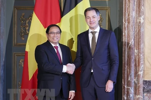 Премьер-министр Фам Минь Тьинь (слева) и его бельгийский коллега Александр Де Кроо. (Фото: ВИА) 