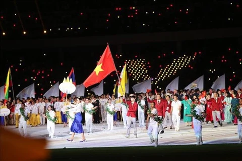 Спортивная делегация Вьетнама на церемонии открытия 32-х Игр Юго-Восточной Азии (Фото: ВИA)