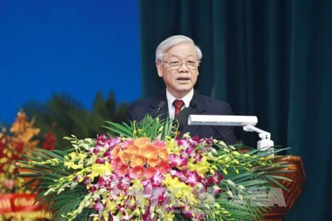 越共中央总书记阮富仲在会议上发表讲话