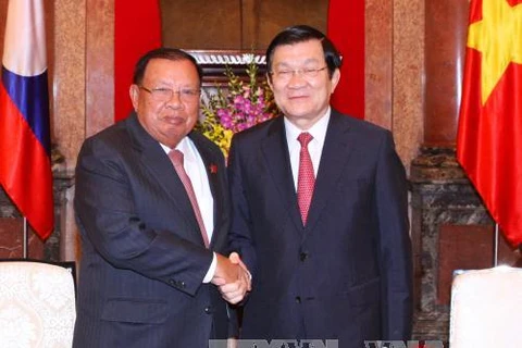 越南主席张晋创会见了老挝国家副主席本扬·沃拉吉（图片来源：越通社）