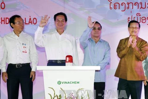越南政府总理阮晋勇和老挝政府总理通辛·坦马冯已出席钾盐开发项目开工仪式