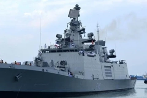 印度海上警卫队的萨亚德里号护卫舰已抵达越南岘港市仙沙港。