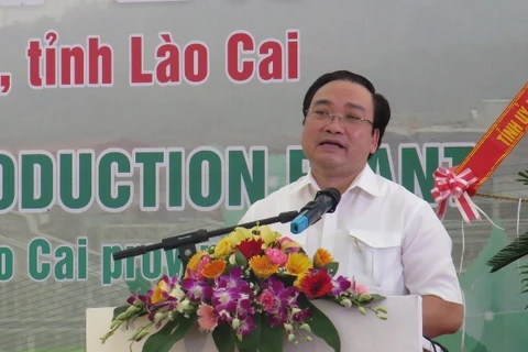 越南政府副总理黄忠海出席二号磷酸氢二铵高档化肥厂落成典礼（图片来源：越通社）