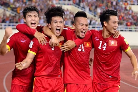 越南男足队晋级2019年亚洲杯预选赛（图片来源：体育报）
