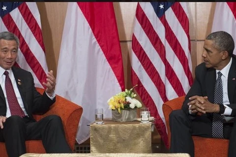 美国总统奥巴马与新加坡总理李显龙。