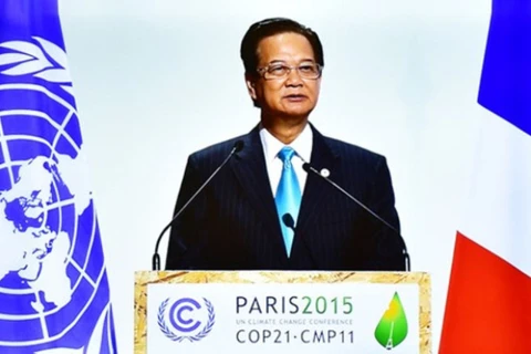 越南政府总理阮晋勇在第21届联合国气候变化大会上发表讲话