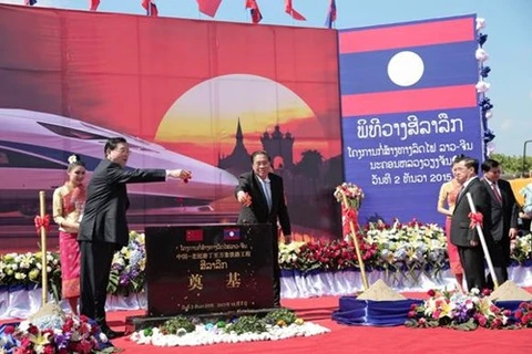 老挝中国铁路老挝境内铁路项目动工仪式 （图片来源于网络）
