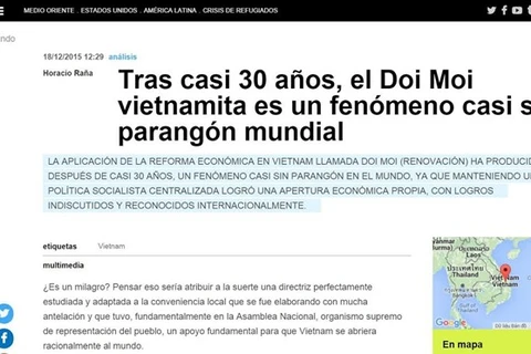 阿根廷美洲通讯社刊登的文章（图片来源：越通社）