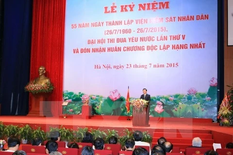 越南国家主席张晋创在会上发表讲话（图片来源：越通社）
