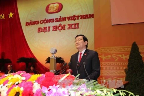 国家主席张晋创在大会上致辞（图片来源：越通社）