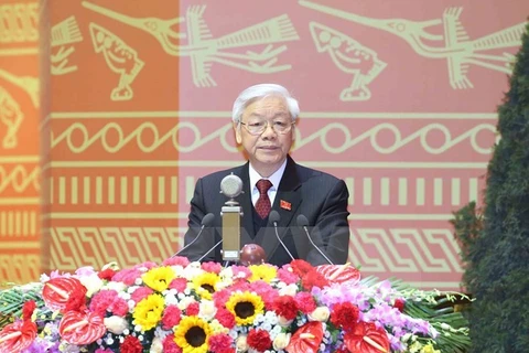 贺阮富仲再次当选越共中央总书记。 