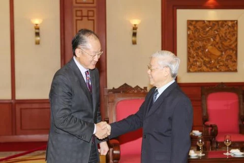 越共中央总书记阮富仲会见世界银行行长金墉