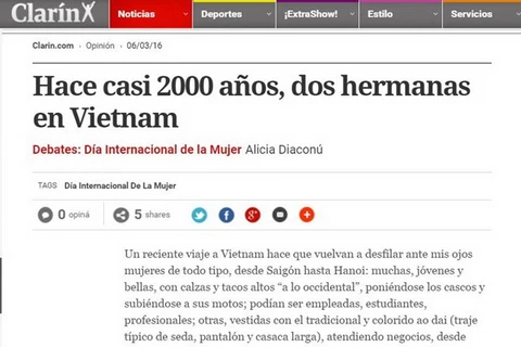 阿根廷媒体称赞越南妇女形象