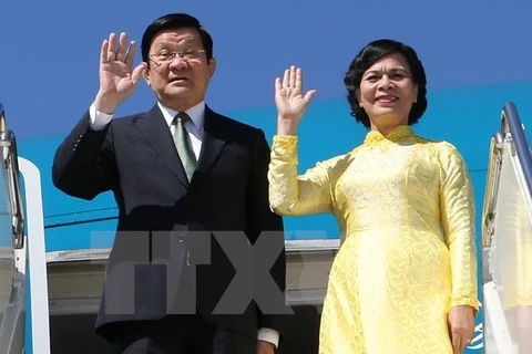 越南国家主席张晋创和夫人（图片来源：越通社）