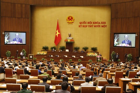越南国会主席阮生雄在会上发表讲话（图片来源：越通社）