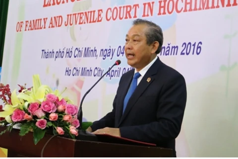 越南最高人民法院院长张和平在成立仪式上发表讲话（图片来源：因特网）