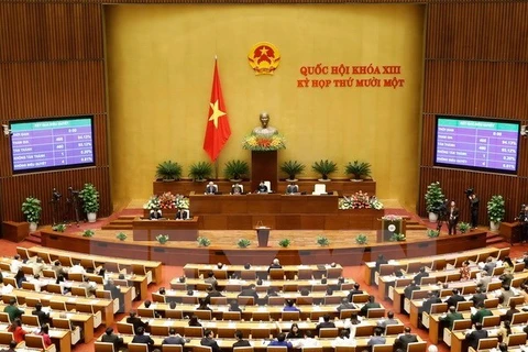 越南第十三届国会第十一次会议场景 