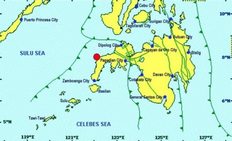 发生地震的地方（红色）（图片来源：newsinfo.inquirer.net）