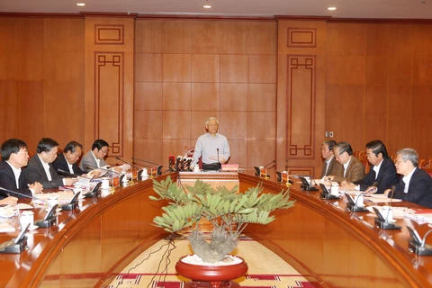 越共中央总书记阮富仲主持召开关于预防、打击腐败会议（图片来源：越通社）