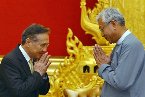 泰国外交部长敦帕马威奈缅甸总统吴廷觉进行会见（图片来源：​AP）