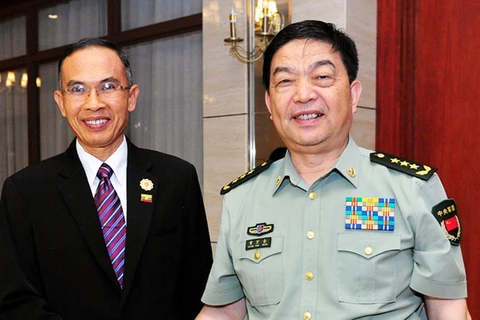 中国国防部长常万全与缅甸国防部长盛温（图片来源：因特网）