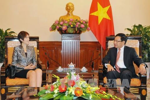 范平明副总理与杨莉明部长（图片来源：越通社）